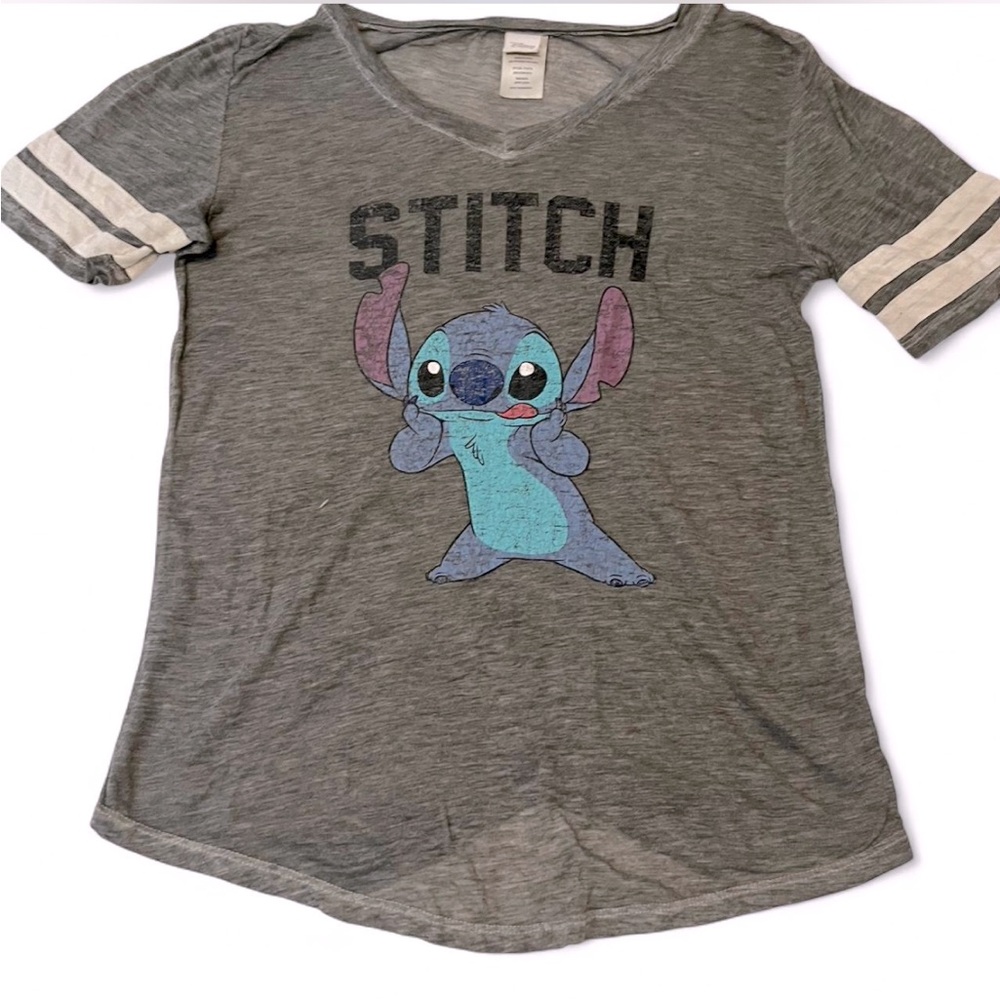 Disney Stitch Gray and Blue Short Sleeve Tee